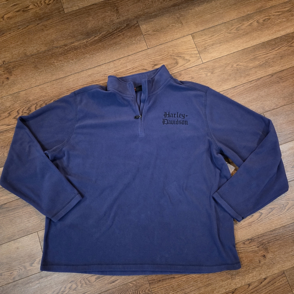 Harley-Davidson Men's 1/4 Zip Sweater in Deep Blue